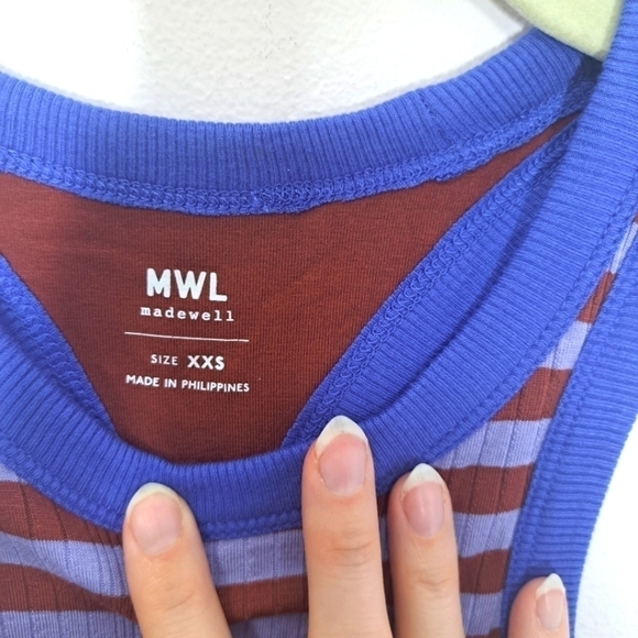 Madewell variegated crop striped tank cosmic violet XXS NWT - Picture 8 of 9